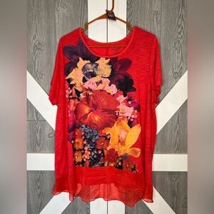 L067. Kim Rogers Lightweight Floral Blouse 1X